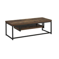 ACME Bob Rectangular Wooden TV Stand with Shelf in Weathered Oak and Black