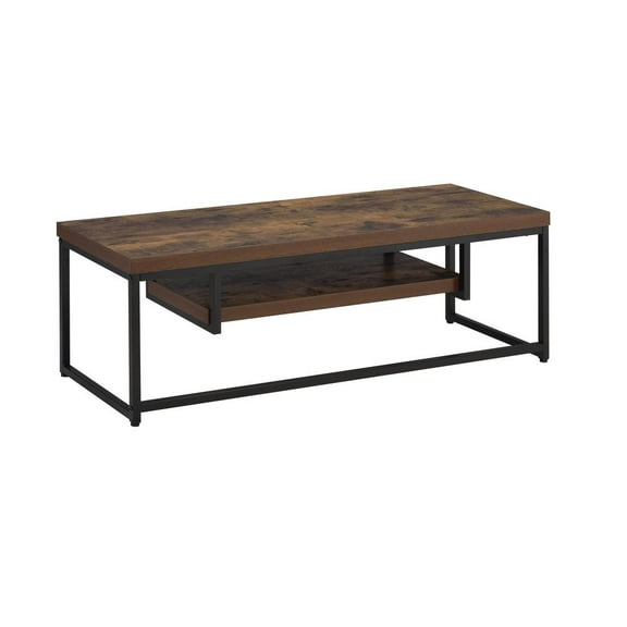 ACME Bob Rectangular Wooden TV Stand with Shelf in Weathered Oak and Black