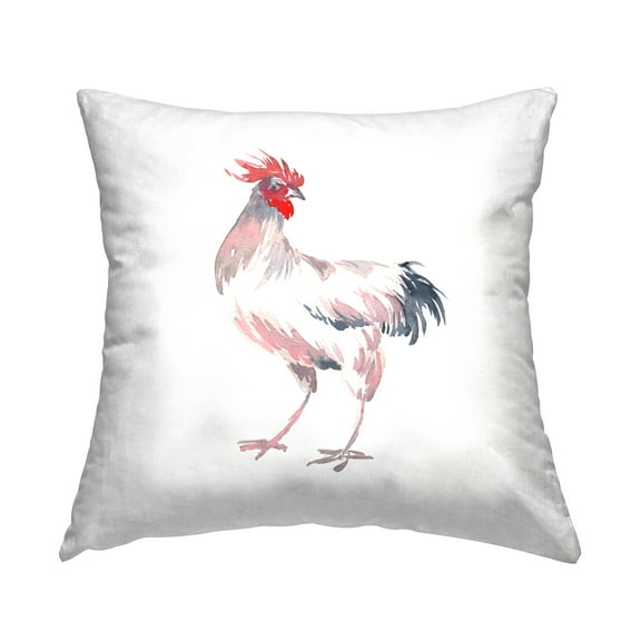 Stupell Industries White Rooster Portrait Square Decorative Printed Throw Pillow, 18 x 18