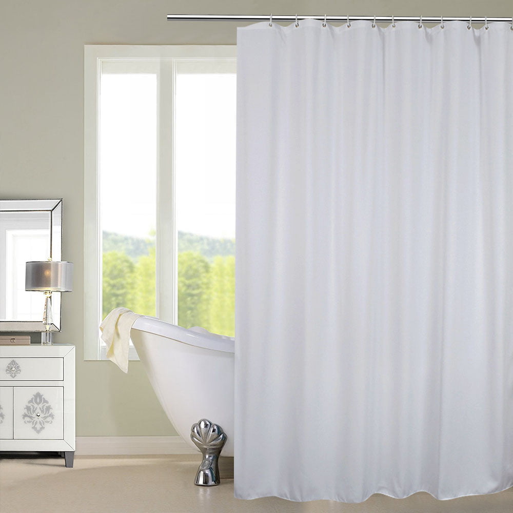 Shower Curtain Snap Liner For Hookless Bathroom Curtains 70" Fabric Solid White 
