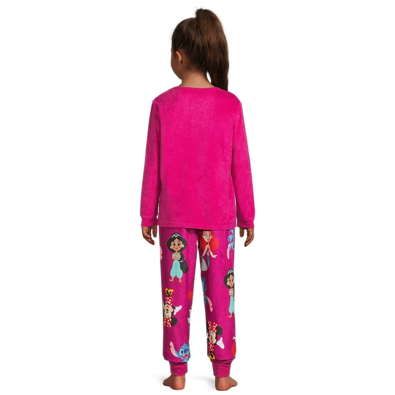 Disney 100 Girls Velour Long Sleeve Top and Pants Pajama Set 2
