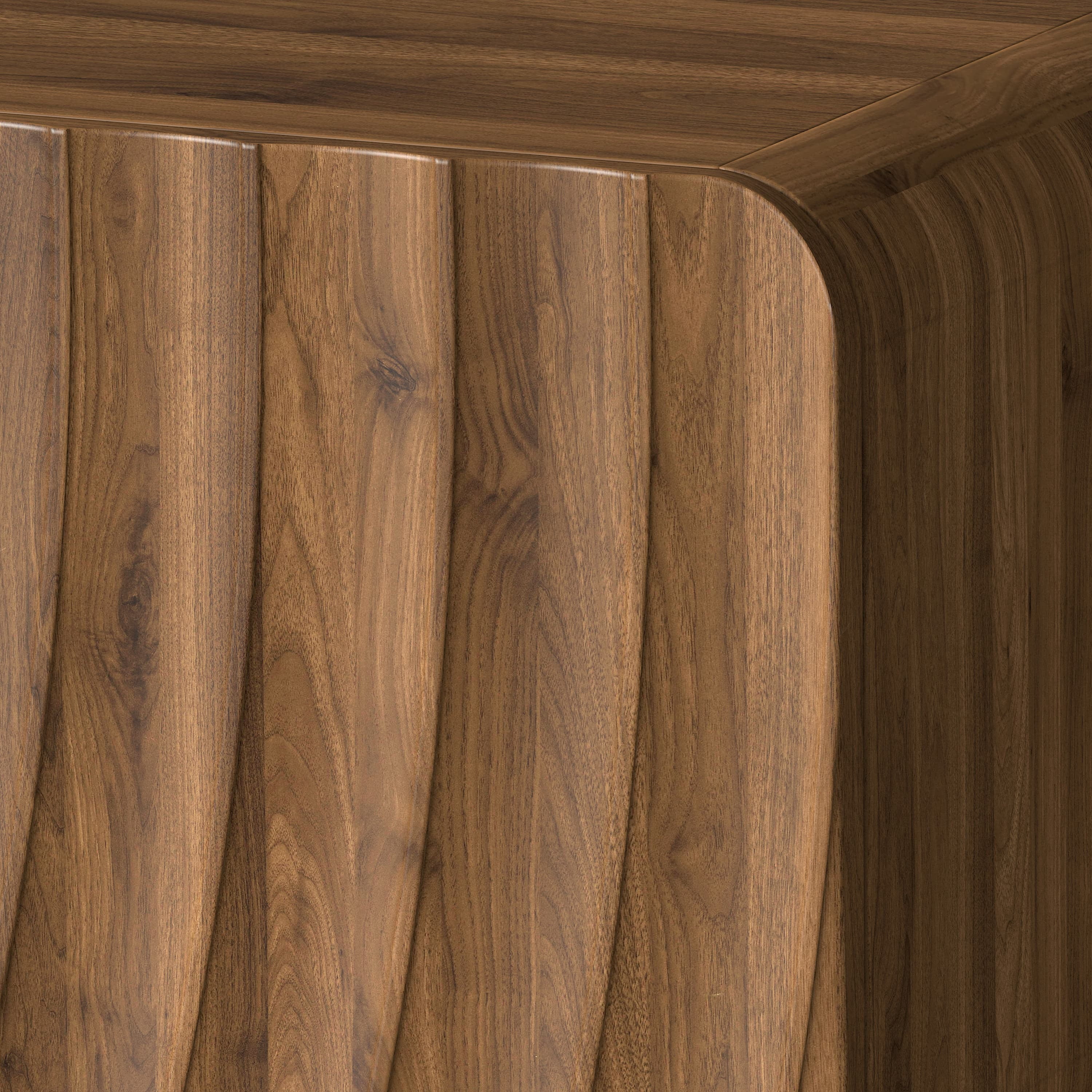Aukfa TV Stand for TVs up to 65",Entertainment Center,3D Spiral Wave, Rounded Corners,Walnut