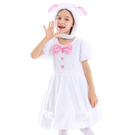 

Easter Bunny Dress up | Cute Short Sleeve Holiday Rabbit Princess Dress | Dress with Two Pink Bowknot Rabbit Outfit for Girls