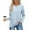 Light Blue#1, variant on Fesfesfes Women's Sophisticated Versatile Shirt Breathable Long Sleeves Round Neck Tops Solid Color Comfortable Daily Wearing Blouse(Green#2,XL)