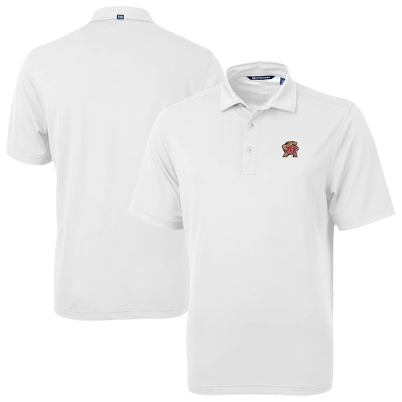 Men's Cutter & Buck White Maryland Terrapins Virtue Eco Pique Recycled Polo
