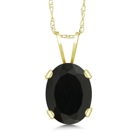 - 1.09 Ct Oval Black Onyx 14K Yellow Gold Pendant