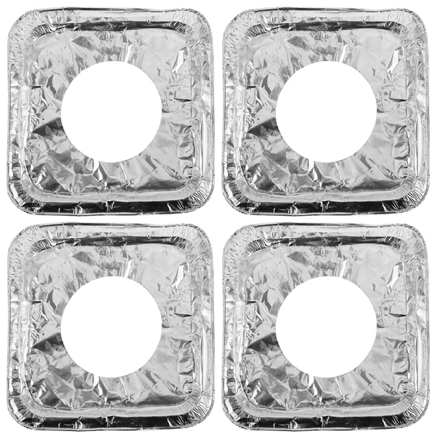 10 protectores desechables cuadrados de aluminio para quemadores de estufa de gas. Protectores resistentes para estufas de gas. Mantenga su estufa limpia de derrames de aceite y grasa.