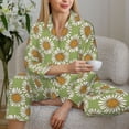 thumbnail image 6 of Lsque Daisies Flowers Pattern Long Sleeve Pajama Set for Women - Soft 2-Piece Sleepwear and Loungewear Set with Pockets, Comfy Nightwear-Small, 6 of 7