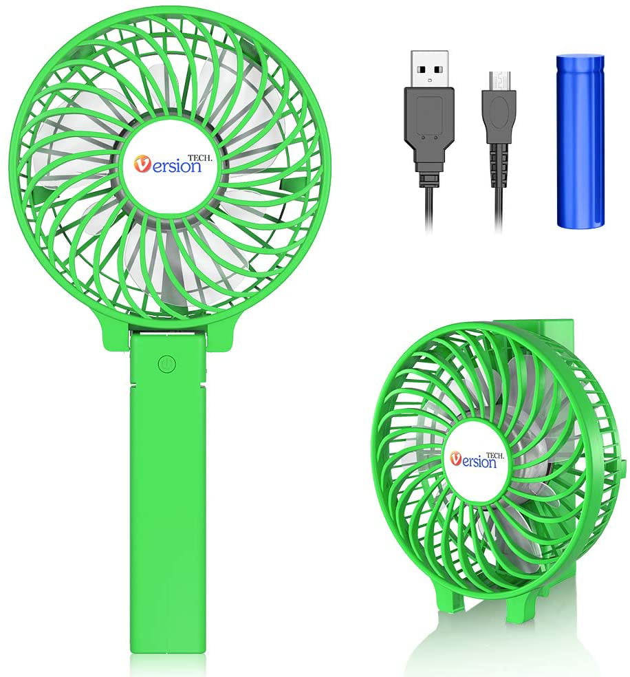 Small Personal Portable Table Fan with USB Rechargeable Battery Operated Cooling Folding Electric Fan for Travel Office Room Household Green VersionTECH USB Desk Fan Mini Handheld Fan 