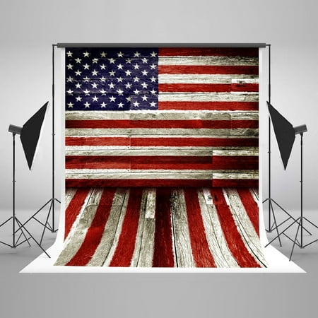 Image of HelloDecor 5x7ft Flag Day Photography Backdrop for Photographers American Flag Wooden Wall Photo Backdrops for Independence