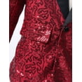 thumbnail image 6 of Aiihoo Kids Boys Notch Lapel Shiny Sequins One Button Tuxedo Blazer for Wedding Graduation Prom Burgundy 12, 6 of 7