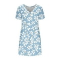 thumbnail image 5 of Vetsdori Womens Short Sleeve Midi Dresses Party Sundress Casual Summer,Beach Floral Print V-Neck Ice Silk Dress for Junior Outfits, 5 of 6