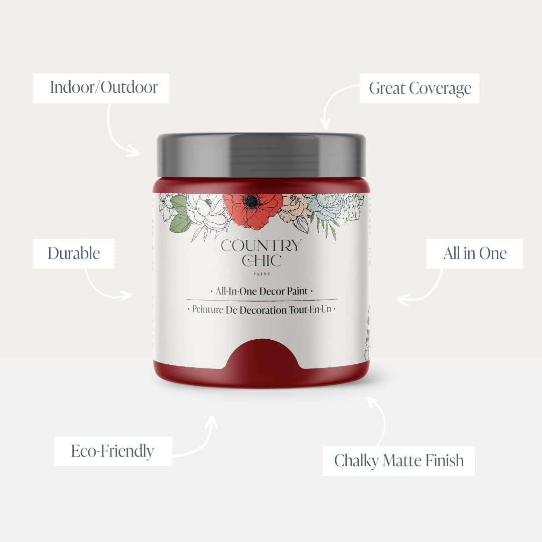 JJEAN-Country Chic All-in-One Chalk Paint for Furniture, Cabinets, Home Decor, Eco-Friendly, Matte Finish, Built-In Primer & Top Coat for Wood, Metal - Paint The Town (Red) - 4 oz (118 ml)