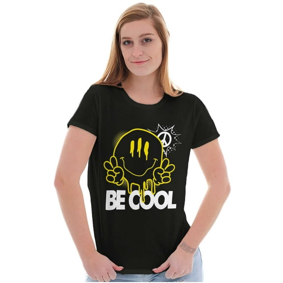 Be Cool Three Eyed Happy Face Smile Womens Slim Fit Graphic Tee Brisco Brands S