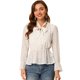 thumbnail image 1 of Blusa Unique Bargains Allegra K Cuello de pajarita Semitransparente Lunares Mujer XS Blanco, 1 of 6
