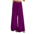 thumbnail image 2 of SELONE Wide Leg Trousers for Women Dressy Plus Size Workout Pants with Pockets Wide Leg Full Length Loose Casual Long Workout Pants for Work out Solid Yoga Purple L Tall Breathable Gym Clothes, 2 of 6