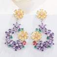 thumbnail image 5 of Amethyst Purple CZ Big Long Drop Flower Leaf Love Heart Earrings for Brides Gift, 5 of 8