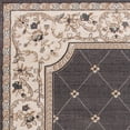 thumbnail image 3 of 7' Grey Ivory Bordered Floral Indoor Runner Rug, 3 of 3