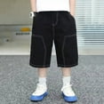 thumbnail image 2 of Stretch Cargo Shorts BlackWork Shorts Elastic Waist School Kids Boys Athletic Shorts Boys Basketball Shorts Size 6-7 Years Summer&nbsp;Clothing, 2 of 6