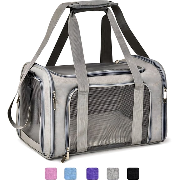Cat Carriers Dog Carrier Pet Carrier For Small / Medium Cats Dogs Puppies (Up To 15lbs), Collapsible Waterproof Travel Puppy Carrier - Grey