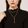 thumbnail image 3 of [Clearance] Gold Plated Layered Necklaces for Women Stainless Steel Long Drop Disc Chain Pendant Necklace Choker Collar Statement Jewelry Gift on Clearance, 3 of 7