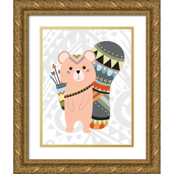 Robinson, Tamara 15x18 Gold Ornate Wood Framed with Double Matting Museum Art Print Titled - Tribal Squirrel