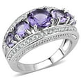 thumbnail image 1 of Women Rhodium Brass Ring with Synthetic in Amethyst - Size 5, 1 of 1