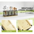 thumbnail image 6 of HBlife Kitchen Counter Utensil Holder with Bamboo Base, Matte Black, 4-Compartment Kitchen Utensil Organizers, 6 of 7