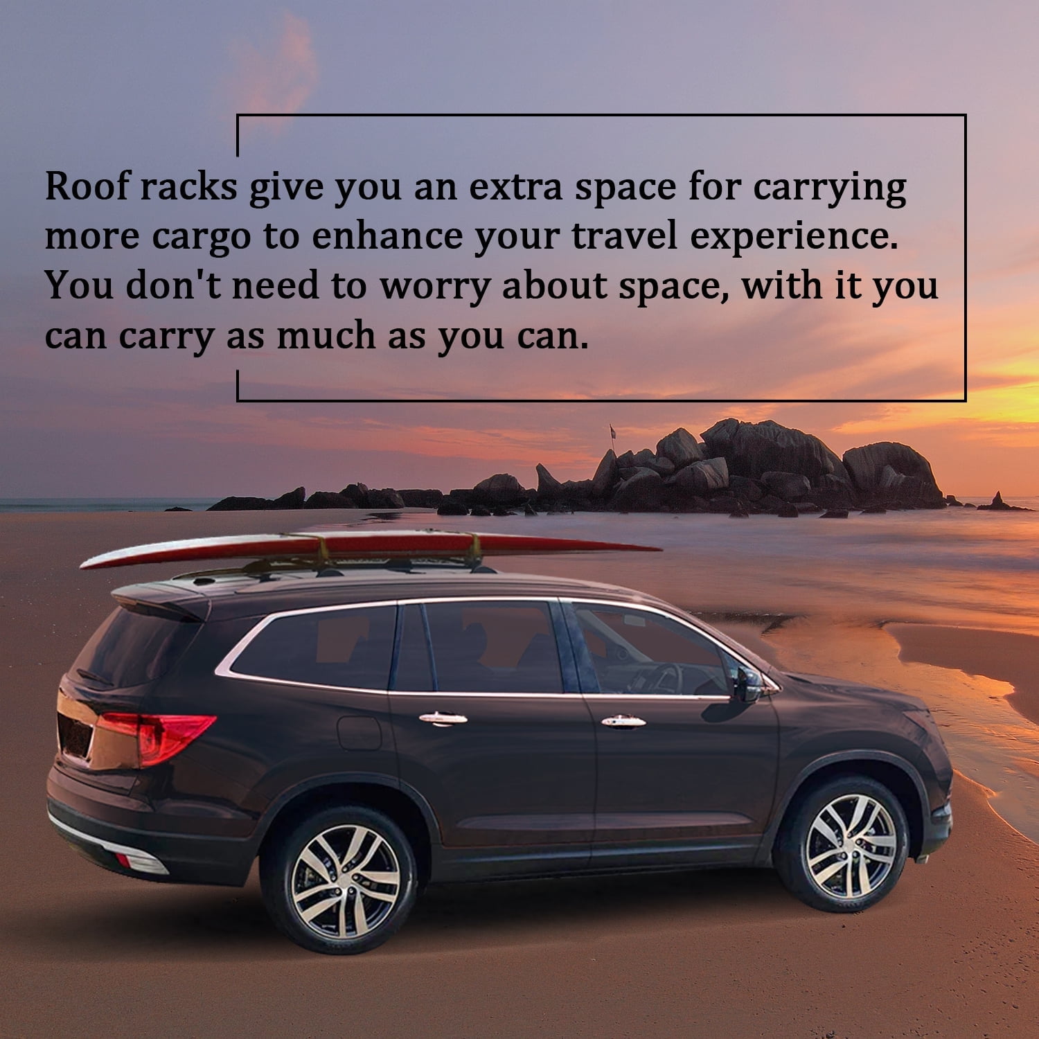 Kojem Roof Racks Crossbars for Honda Pilot 2016- 2022 Aluminum Cargo Carrier 08L04-TG7-10