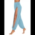 thumbnail image 2 of Pantalones Harén con Abertura Alta para Mujer, Pantalones Harén Hippies. Azul M, 2 of 7