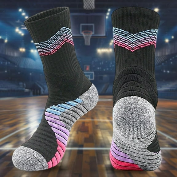 Sunbona Youth High Top Basketball Socks For Kids Athletic Crew Socks For Boys And Girls Sports Team Practice Game Day Performance