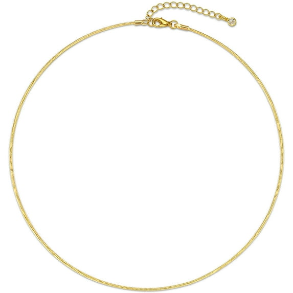 CHESKY Herringbone Necklace for Women, Dainty Gold Chain Necklace 14k Gold Plated 1.5MM Flexible Flat Snake Chain Necklaces Simple Thick Chunky Chain Choker Necklaces for Women