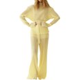 thumbnail image 1 of VISgogo Mujeres Manga Larga Tops + Pantalones, Color Sólido Estilo Casual Versión Suelta Ropa De Primavera VISgogo moda, 1 of 5
