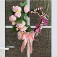 thumbnail image 6 of 13.7inch Peony Flower Wreath for Front Door Artificial Heart Shape Rattan Wreath with Pink Bow Ribbons Grapevine Floral Garland for Spring Wall Holiday Valentines Day Indoor Outdoor Decor, 6 of 9