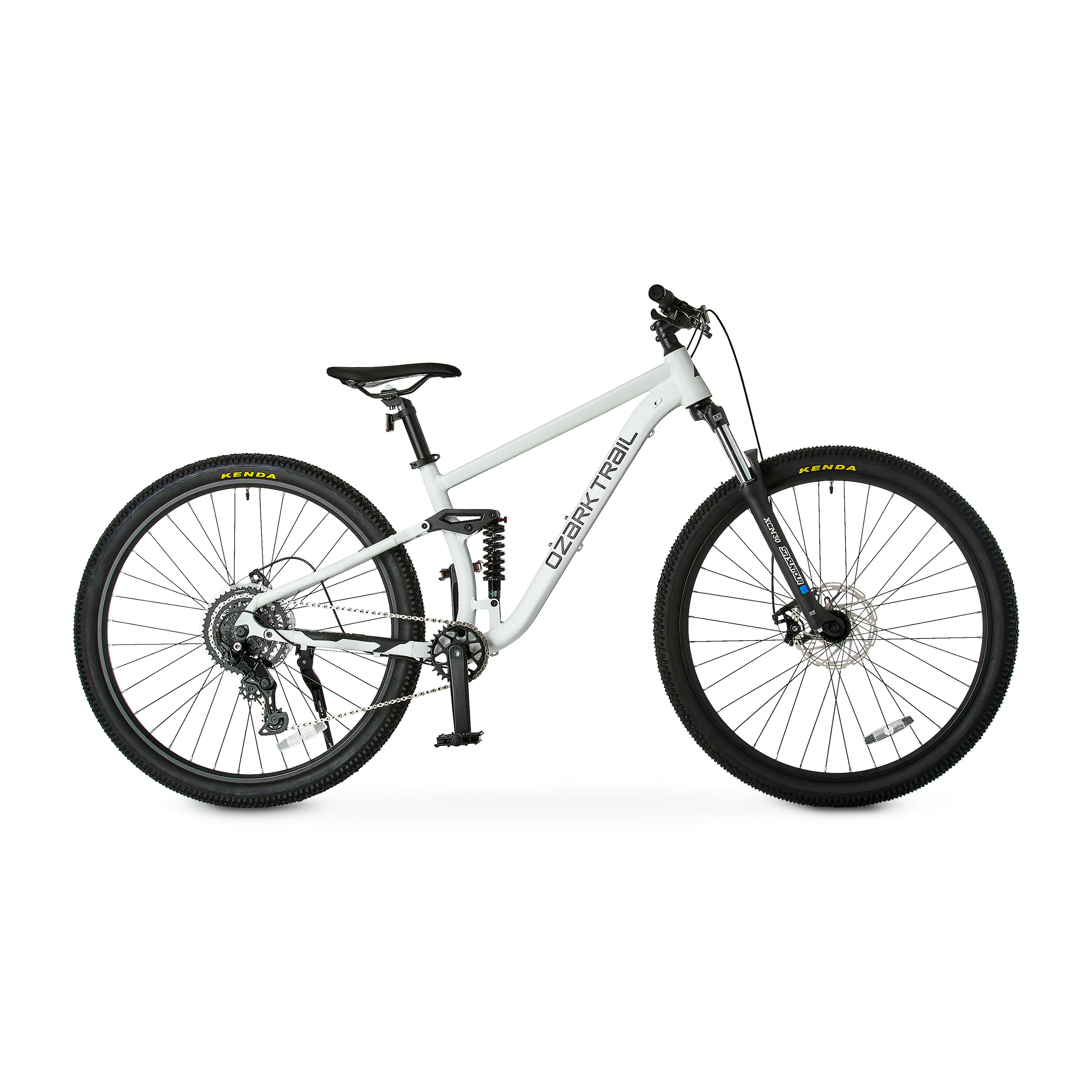Ozark Trail 29" FS.2 Slalom Full Suspension Mountain Bike, 29" Wheels, Small Frame, Fits Riders 5'1" - 5'5", Off-White, Adult, Unisex, Online Only