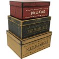 thumbnail image 1 of CVHOMEDECO. Primitive Vintage Rectangular Photos, Memories, Keepsakes Cardboard Nesting Boxes, Large 12 X 9 X 5-1/2 Inch. Set of 3., 1 of 5