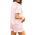 thumbnail image 4 of UVN Pajamas Sets for Women Short Sleeve Button Down Tops and Ruffle Shorts 2 Piece Outfit Satin Silk Pjs Sleepwear Loungewear, 4 of 8