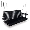 thumbnail image 6 of Innovaze 5 Ft Outdoor Wooden Porch Swing with Cupholders, Heavy Duty 880 LBS for 3 Seater,All-Weather resistant, Black, 6 of 6