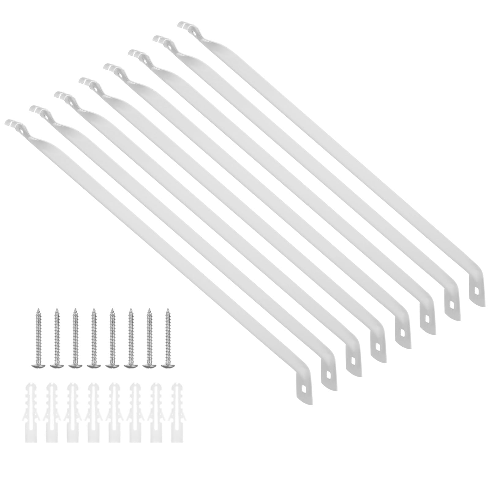 8 Pcs Wire Shelving Support Brackets, 12" Metal Wire Shelf Brackets, Heavy-Duty Mounting Brackets with Screws, White Epoxy-Coated Closet Shelving Accessories for RVs