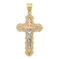 thumbnail image 1 of FB Jewels 14K Tri Color Gold Diamond-cut Crucifix Pendant, 1 of 4