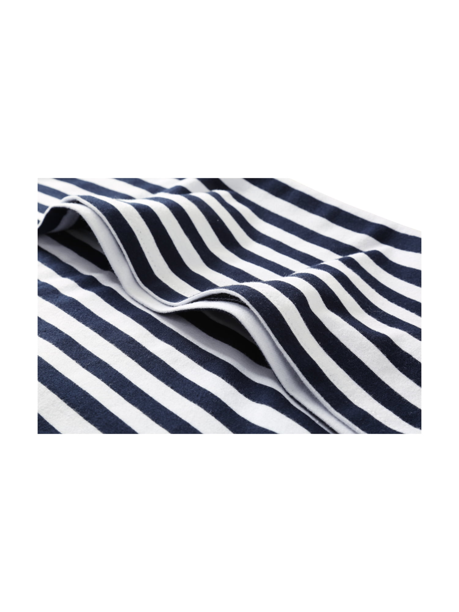 Unique Bargains Men's Long Sleeve Pullover Top Crew Neck Striped T-Shirts 50 Navy Blue