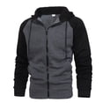 thumbnail image 7 of LTTVQM Autumn Mens Hoodie Full Zip Two Tone Raglan Fleece Hoodie Loose Fit Evening Casual Outerwear Dark Gray XL, 7 of 7