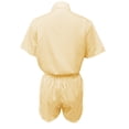 thumbnail image 7 of Fengqque Womens 2 Piece Outfits Striped Short Sleeve Button Down Collared Shirt Matching Drawstring Shorts Sets Yellow XL(XL), 7 of 7
