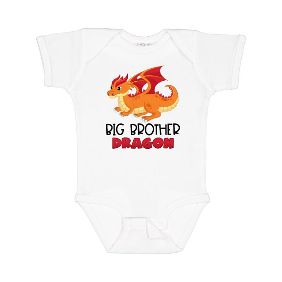 Inktastic Big Brother Cute Red and Orange Dragon Boys Baby Bodysuit
