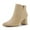 Nude Suede, variant on BOCCA Women's Ankle Boots Chunky Block Low Heel Comfortable Pointed Toe Side V Cutout Dressy Office Booties with Zipper