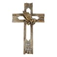 thumbnail image 3 of Rustic Western Faux Wooden God Bless Our Family Praying Hands Rugged Wall Cross, 3 of 10