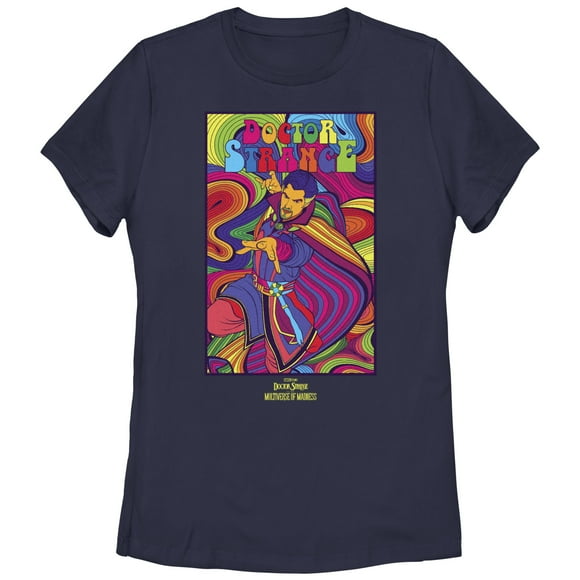 Women's Marvel Doctor Strange in the Multiverse of Madness Groovy Strange  T-Shirt - Navy Blue - X Large