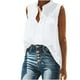 thumbnail image 1 of Moda Mujer Causal Cuello Alto Blusa Sólida Camiseta Sin Mangas Verano Botón Tops Fridja qr5053, 1 of 9