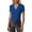 Blue, variant on Daznico Women's Ribbed V-Neck Polo Top, Short Sleeve Fitted Casual Business Summer Work Tee,S