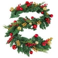 thumbnail image 2 of Décorations de Noël Couronne Extérieure 1 Pack Guirlande de Noël avec Lumières LED Blanc Chaud Baies Rouges et Pommeaux de Pin Givrés Décor à Piles Vert (Bring Your Own Battery Pendentif Pendentif), 2 of 9
